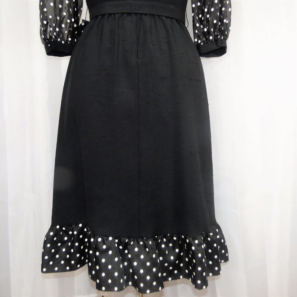 Herman Marcus Vintage Black Dress with Ruffles - Picture 9 of 16